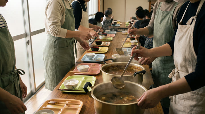 子ども食堂で温かい食事を配るようすのイメージ