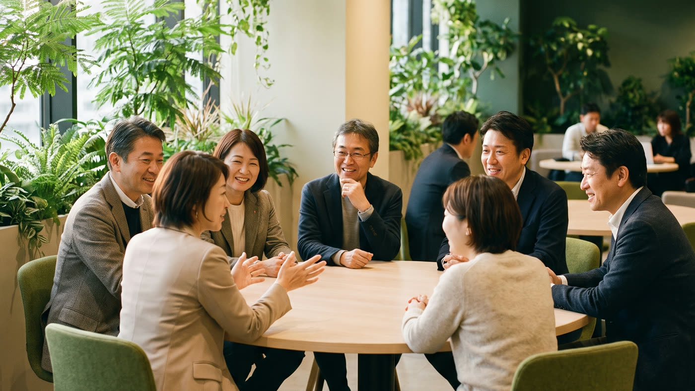 昼会のビジネスミーティングのようす